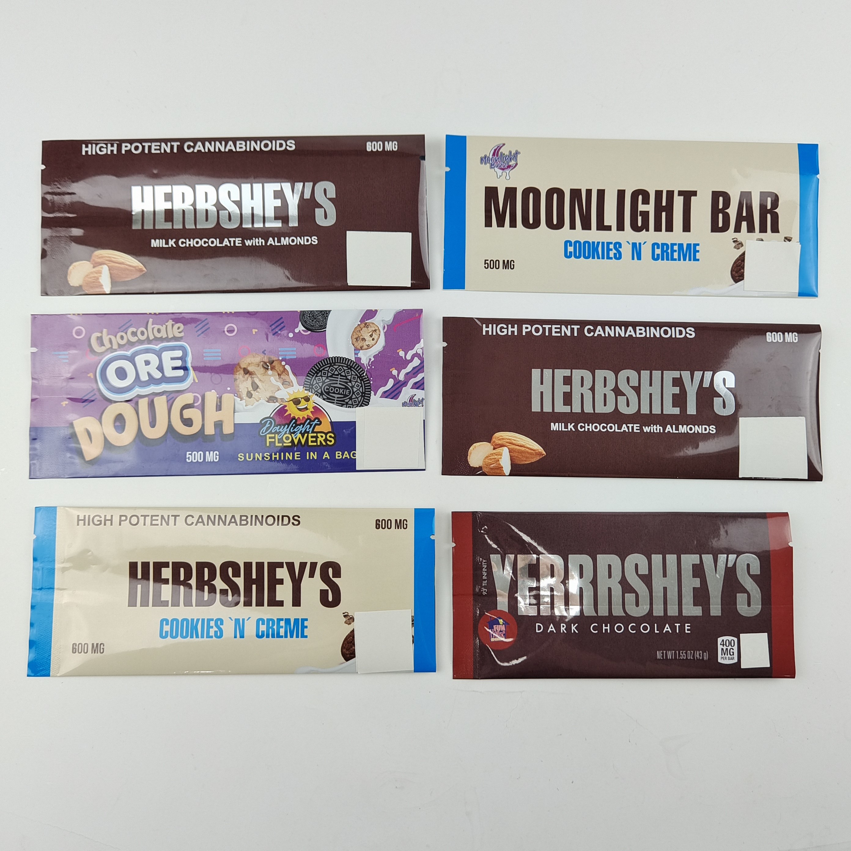 Heat Seal Laminated Aluminium Foil Mylar Sachets Foil Wrappers Custom Printed Back sealed Bags Chocolate Energy Bar
