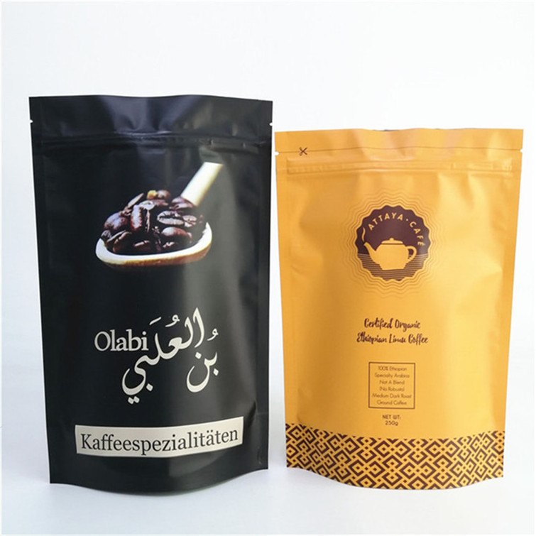 Percetakan berwarna-warni Kemasan khusus Kopi Ziplock Stand Up Bag Bag untuk 250g 500g 1kg