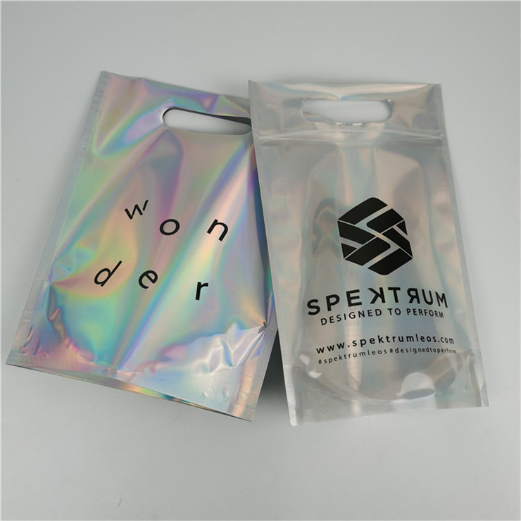 Top Quality Custom Logo Printed Fashion Pack Custom Ketebalan Proof Kebocoran Film Holographic Mylar Bags