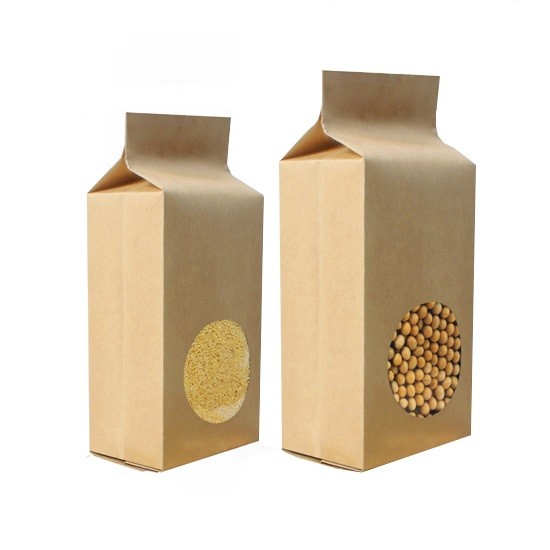 Self Standing Side Gusset 250 Gram Kantong Kertas Khusus Supar Kemasan Dengan Jendela