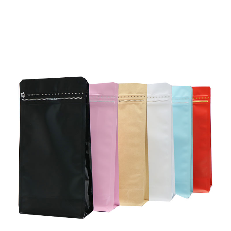 ditutup kembali aluminium foil dilaminasi blok makanan bawah datar kantong plastik kemasan kopi 500 g 1 kg dengan katup