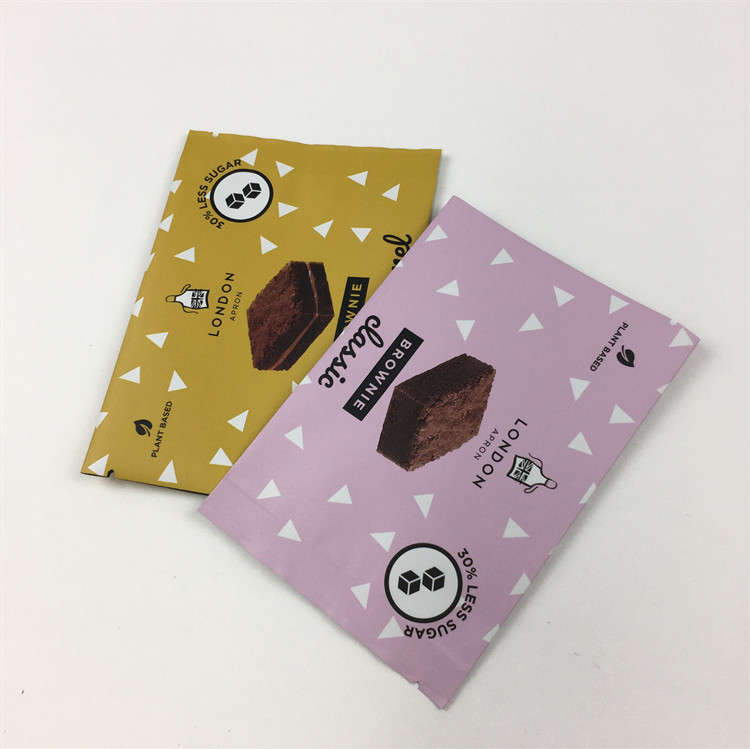 Kelembaban Proof 200g Back Side Seal Bags Cookie Cokelat Tear Notch Bags