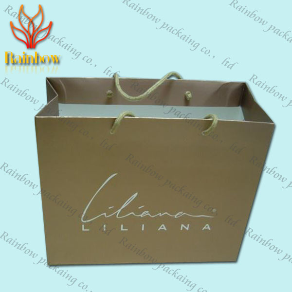 Kantong kertas khusus Kraft daur ulang dengan pegangan untuk berbelanja