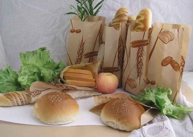 Oilproof Stand Up Kraft Kantong Kertas Disesuaikan Untuk Roti / Hamburger Dengan Logo