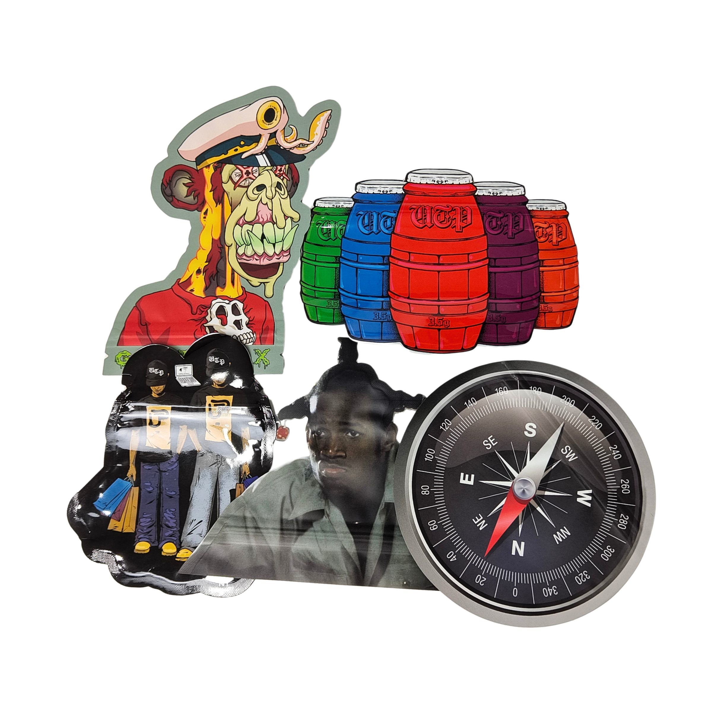 Kantong Mylar 3.5g yang Dapat Dimakan Ziplock Permen Berbentuk Khusus Herbal Biskuit Gummy Kemasan