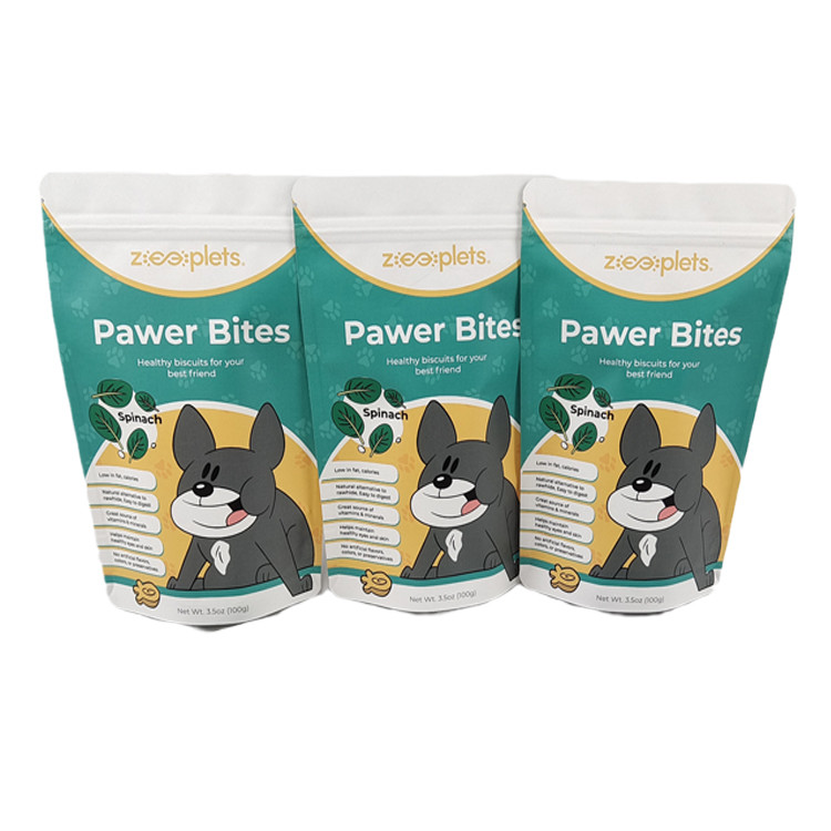 Low Moq Stand Up Pouch Kraft Paper Printed Packaging Bag for Pet Treat Bag Proof Bau dengan Logo