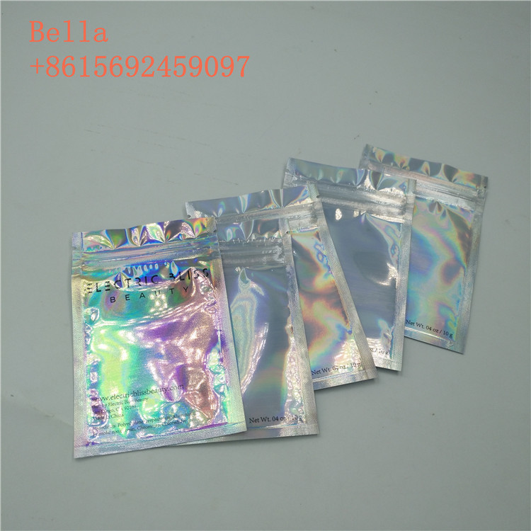 Three Side Seal Foil Pouch Packaging, Tas Kosmetik Stand Up Kecil Dengan Ritsleting