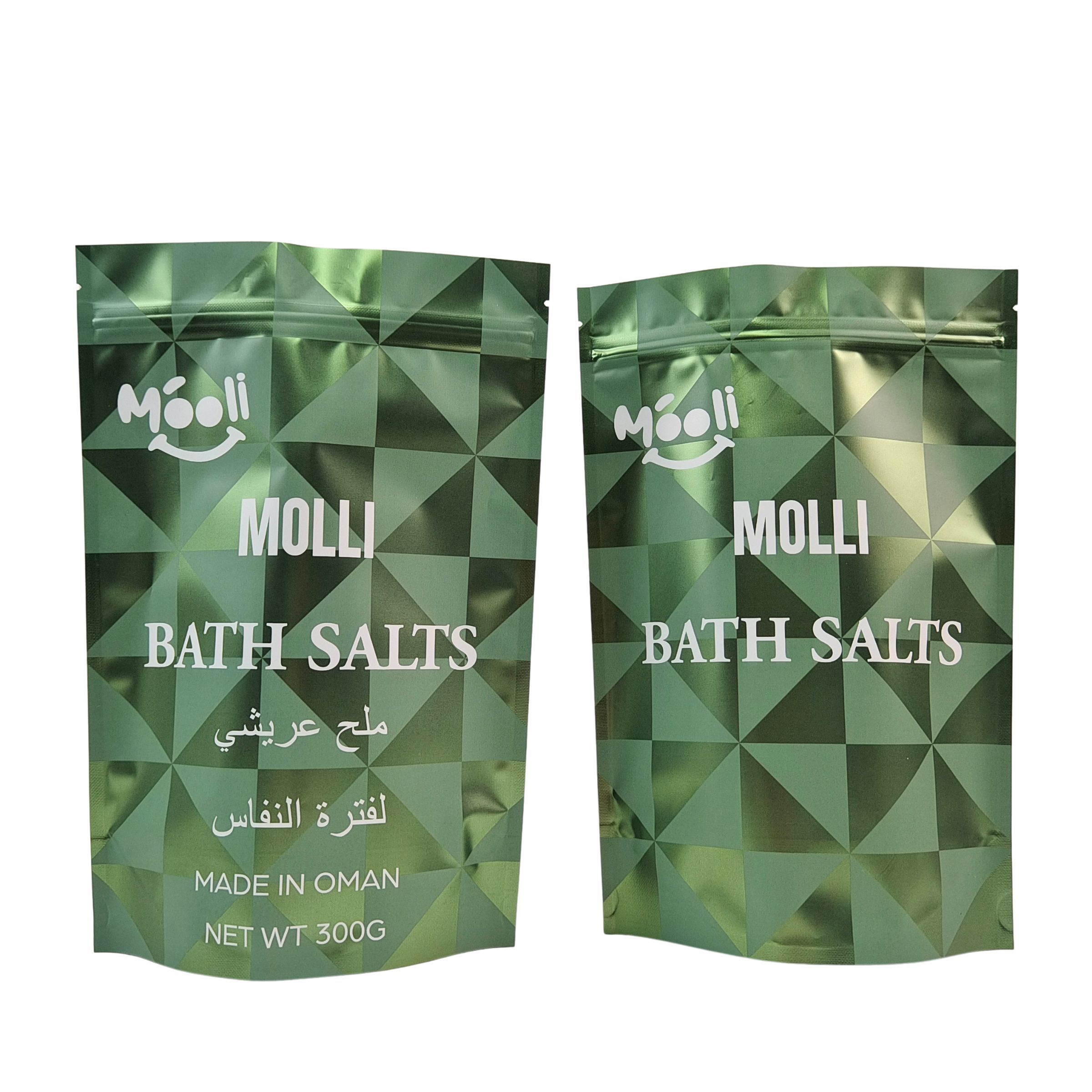 Stand Up Plastic Packaging Untuk Body Scrub Bag Bath Salt Natural Soak Mylar Bags Dengan Zipper