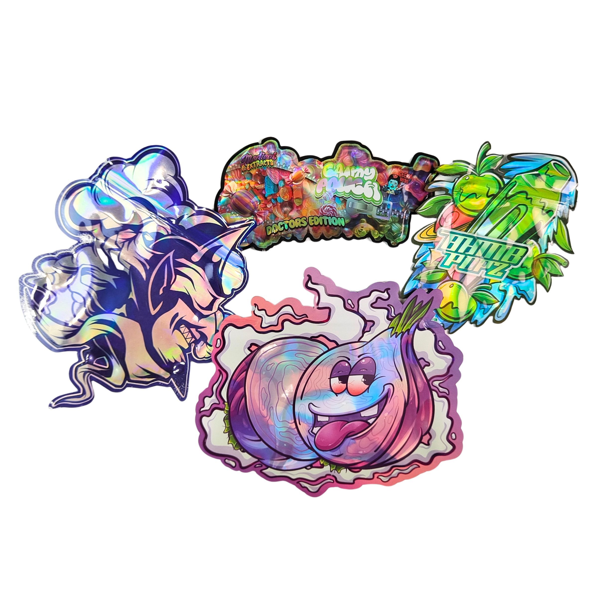 Kantong Mylar Kotak Tampilan 3.5g Bentuk Kustom Tahan Anak Sentuhan Lembut Die Cut Untuk Plastik Edible 1g 3.5g 7g 14g 28g