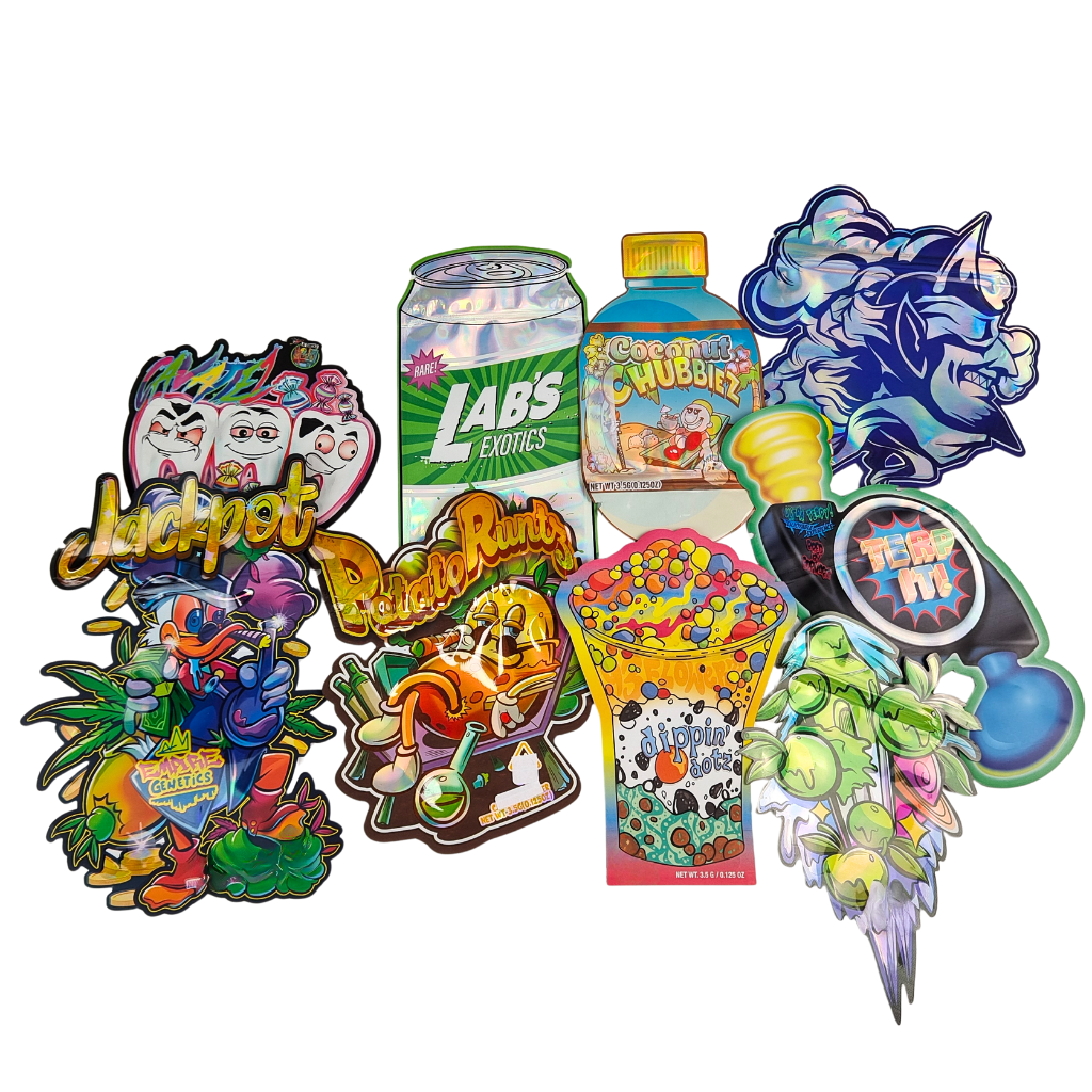 Kantong Mylar Doypack Die Cut Food Grade Cali 3.5g 7g 14g 28g Sugar Cookie Glossy/matt Anti Bau Ziplock