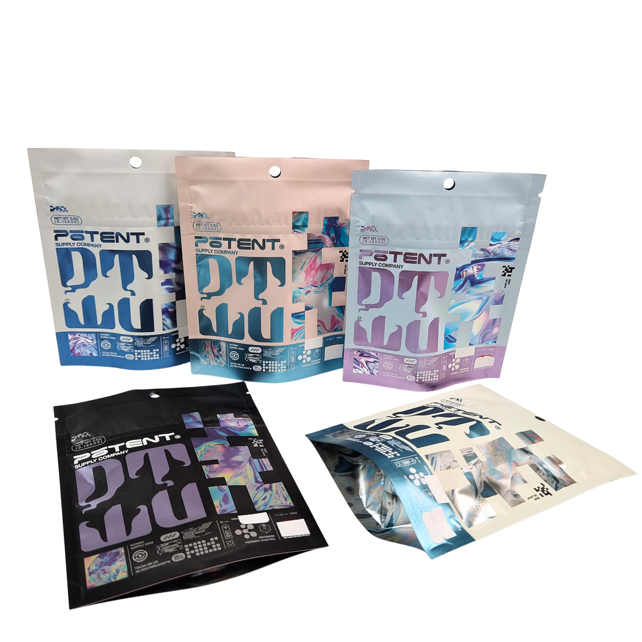 Digital Printing Holographic 3.5g Cali Packs 4x5 Sachet Aluminium Foil Irregular Jamur Gummies Packaging Die Cut Mylar Bags