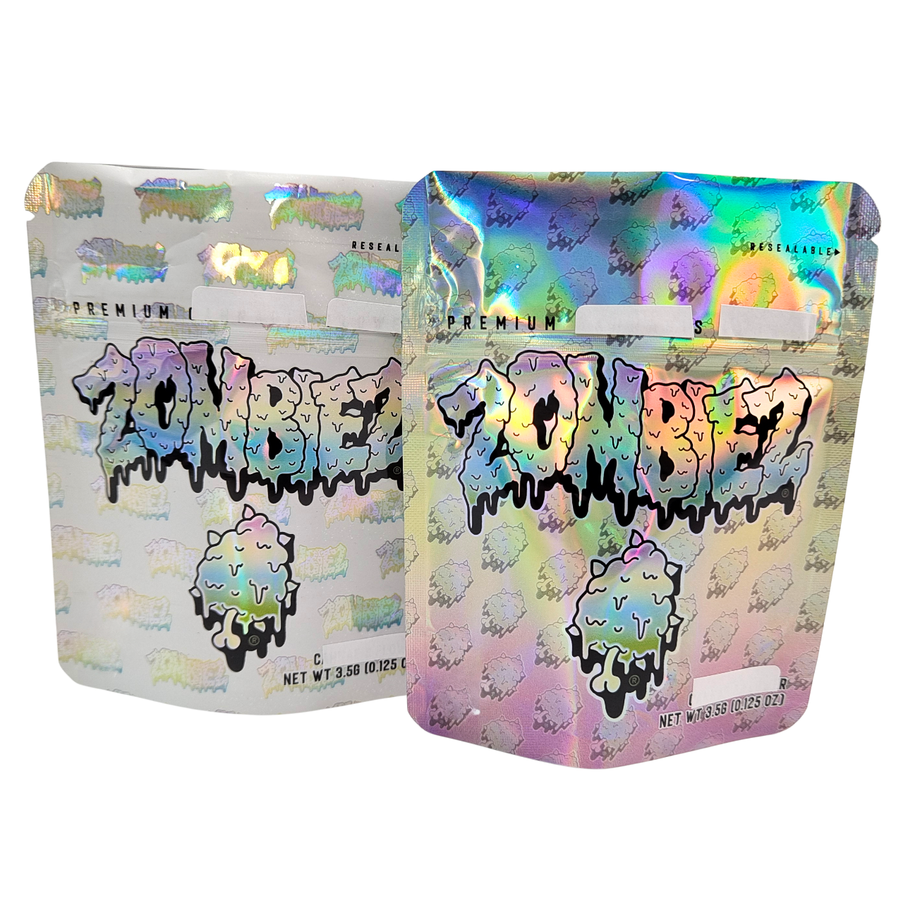 Holographic Mylar Bag Reseable Smell Proof Stand Up Bag 3.5g/7g/1oz/1lb Gummies Snack Kantong Plastik Dengan Zipper