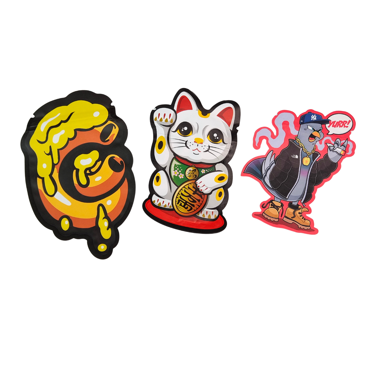 Kantong Mylar Holografik Tahan Anak Segel 3 Sisi Kantong Kemasan Makanan Ringan Aluminium Foil