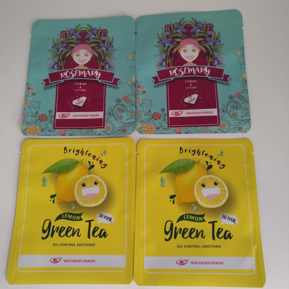 Matt Plastic Face Mask Packaging Holographic Tear Notch Dengan Laser Line Zipper