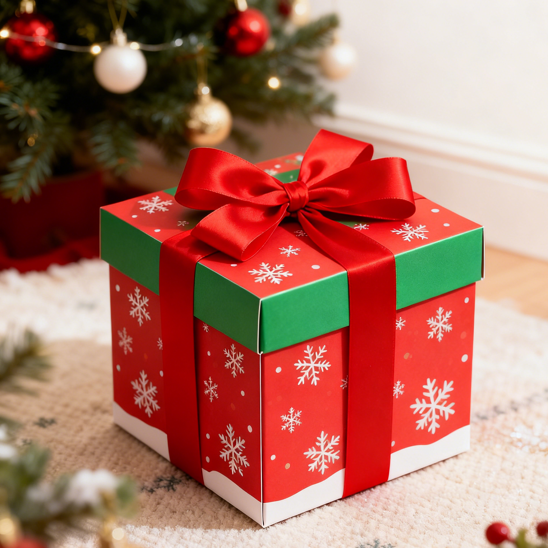 Kotak Hadiah Persegi Panjang Kraft Biodegradable yang Dapat Didaur Ulang Tutup Lipat Pita UV Coating Matte Kustom Kotak Hadiah Ulang Tahun Natal