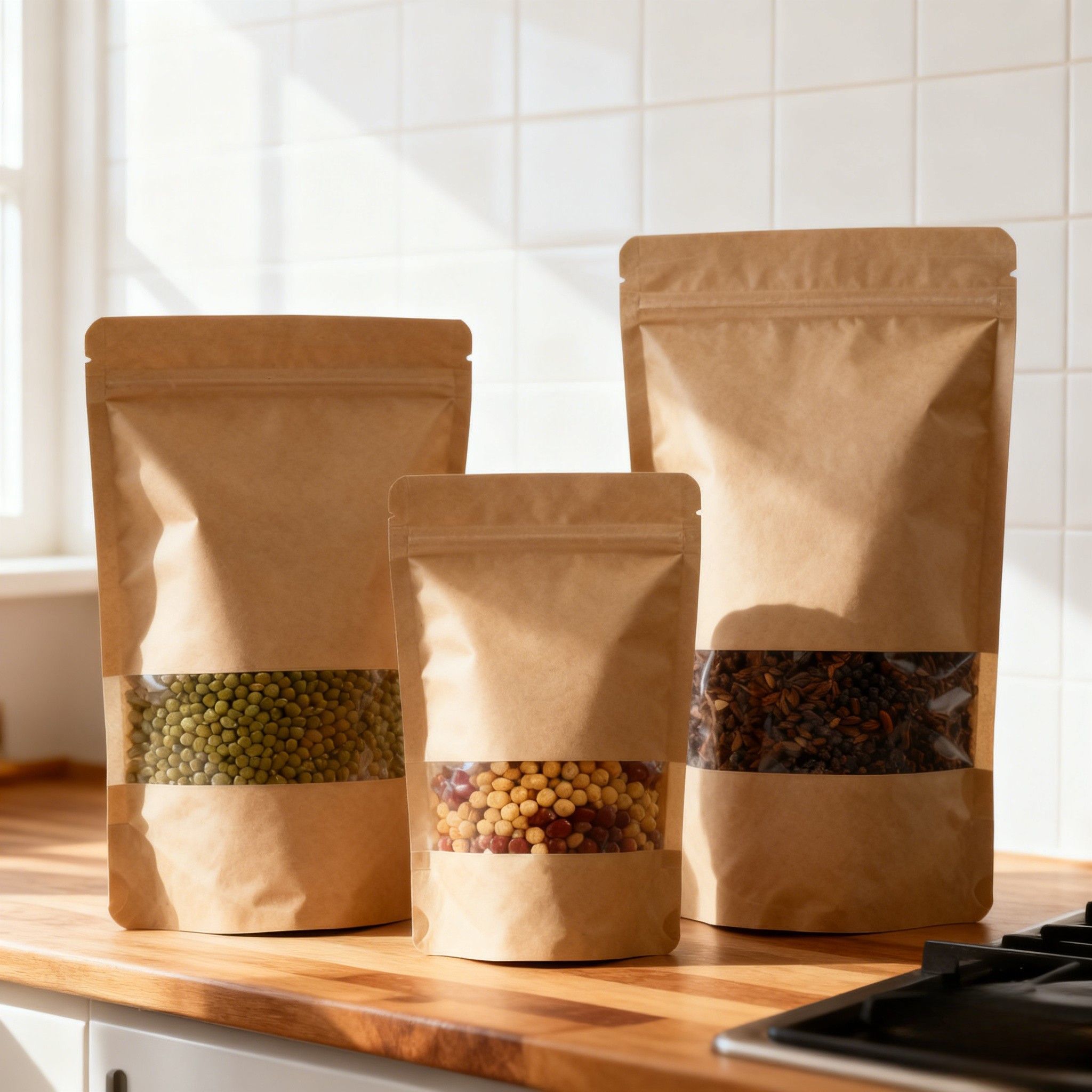 Kantong Kertas Kraft Stand Up untuk Kemasan Makanan