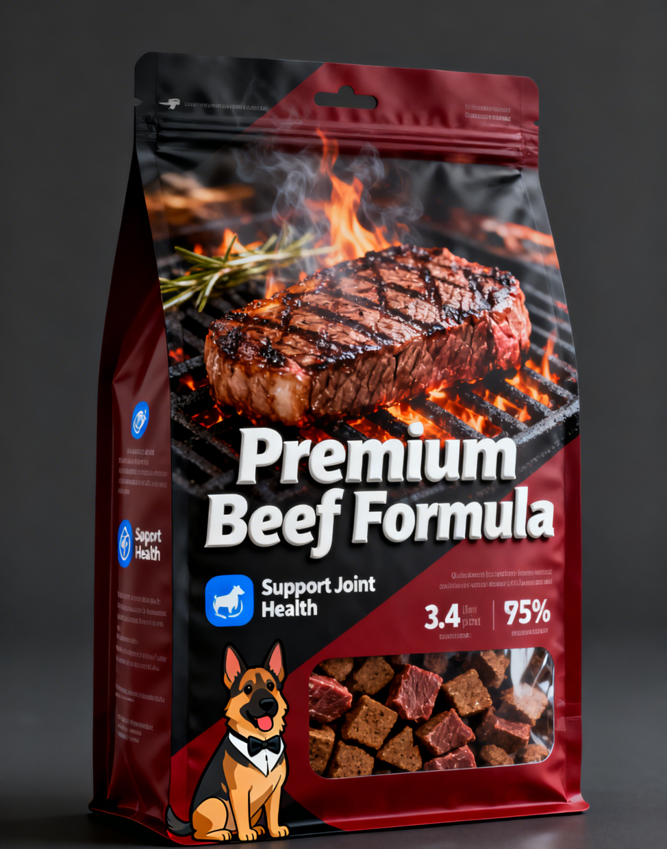 Kantong Plastik Kemasan Makanan Hewan Kucing dengan Dasar Datar Besar Kustom untuk Makanan Anjing 500g 1kg 2.5kg 10kg Kemasan Kantong Mylar dengan Resleting