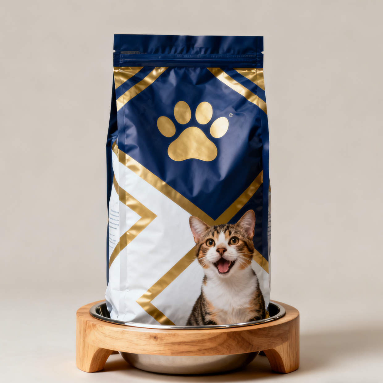 Custom Biodegradable Animal Feed Food Packaging Mylar Bags Side Gusset Pouch Dog Cat Pet Food Zipper Bag dengan Katup