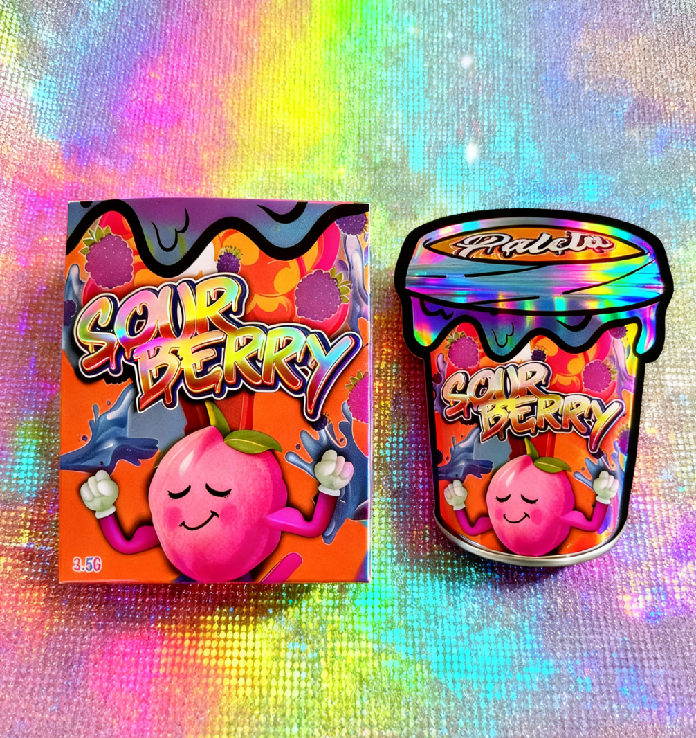 Kotak dan Kantong Holografik 3.5 Set Kemasan Mylar Dapat Ditutup Kembali 3.5g Kantong Potong Mati Mylar yang Dapat Dimakan Dengan Kotak Sereal Tampilan