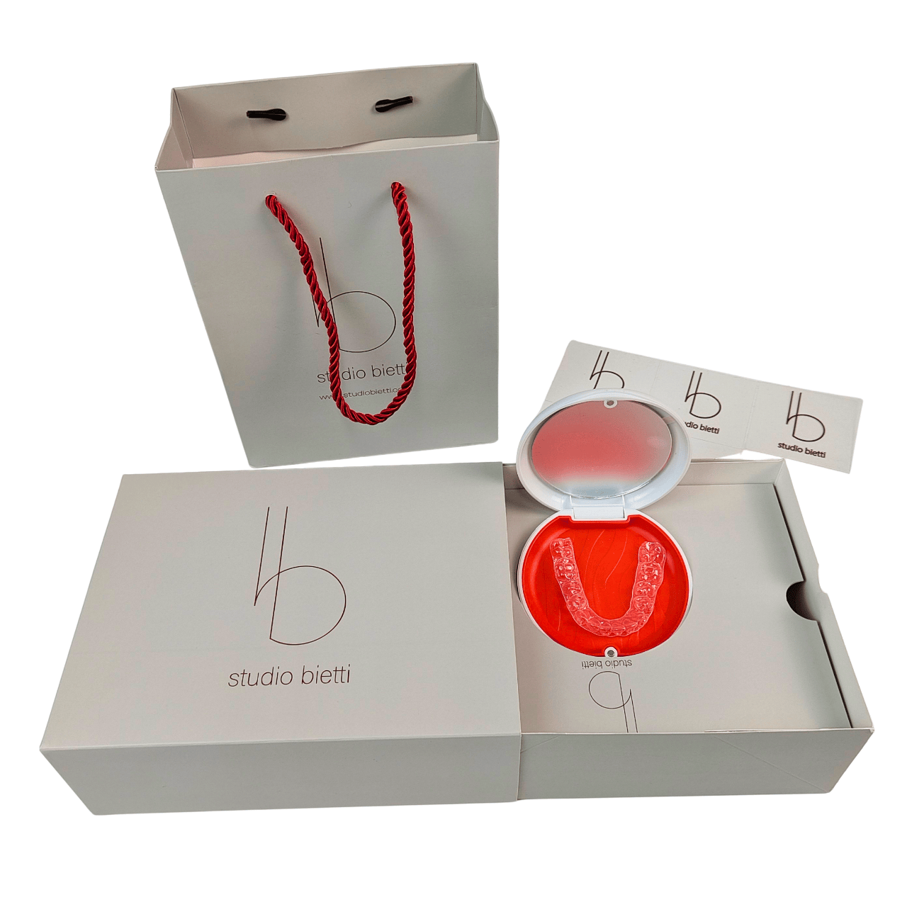 Custom Logo Print Dental Aligner Box dengan Magnetic Closure dan Ketebalan 350g untuk Orthodontic Packaging