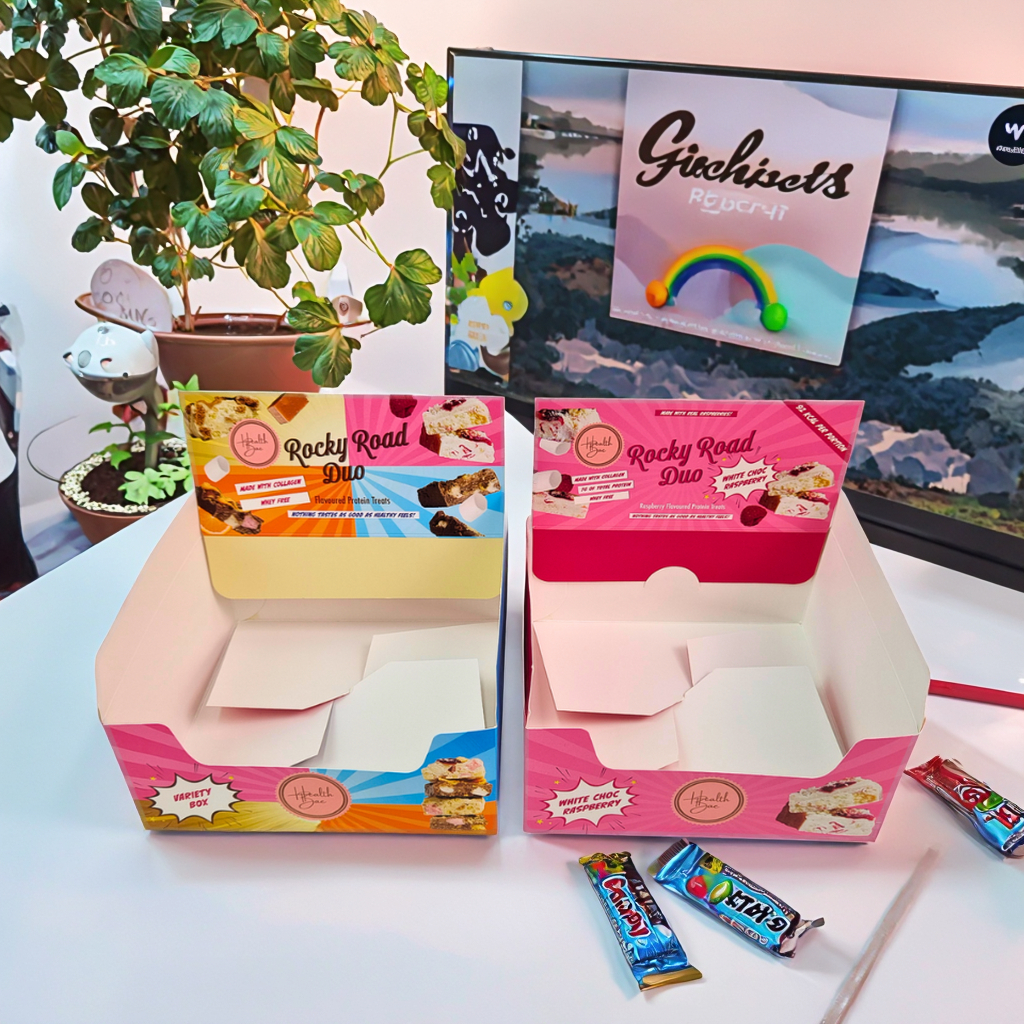 Custom Printed Cardboard Display Box dengan Ketebalan 350g dan Hot Stamping untuk Retail Snack Packaging