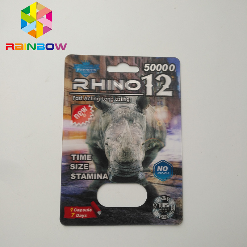 3D Kemasan Kartu Badak Badak 3D Badak Rhino 11 Mens Suplemen Seksual Untuk Meningkatkan Libido