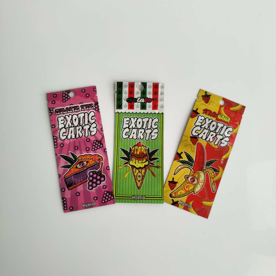 Tiga Sisi Disegel Kantong Plastik Kemasan Ditutup Kembali Tas Pena Minyak Vape Zip