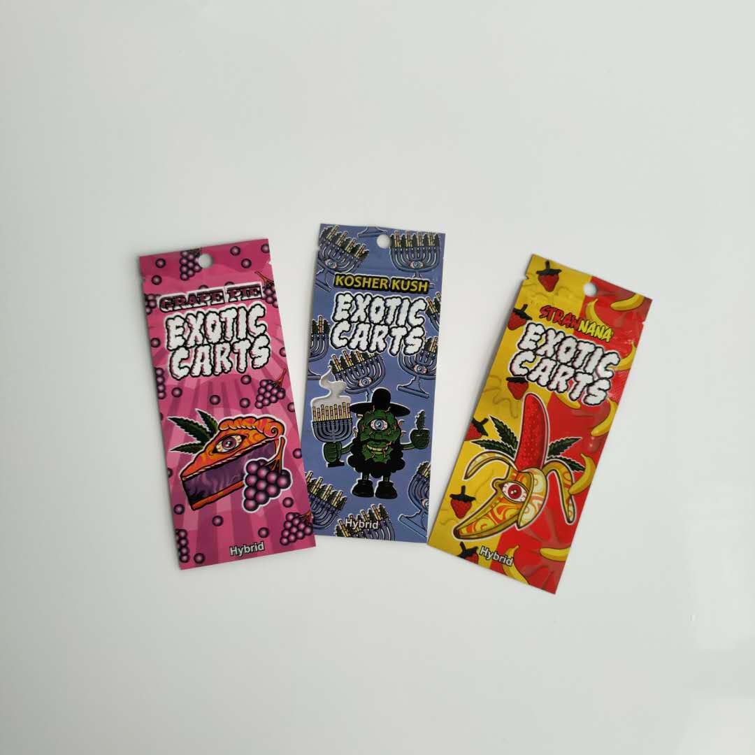 Vape Cartridge Makanan Kemasan Tas Logo Kustom Kunci Zip Dengan Jendela Yang Jelas