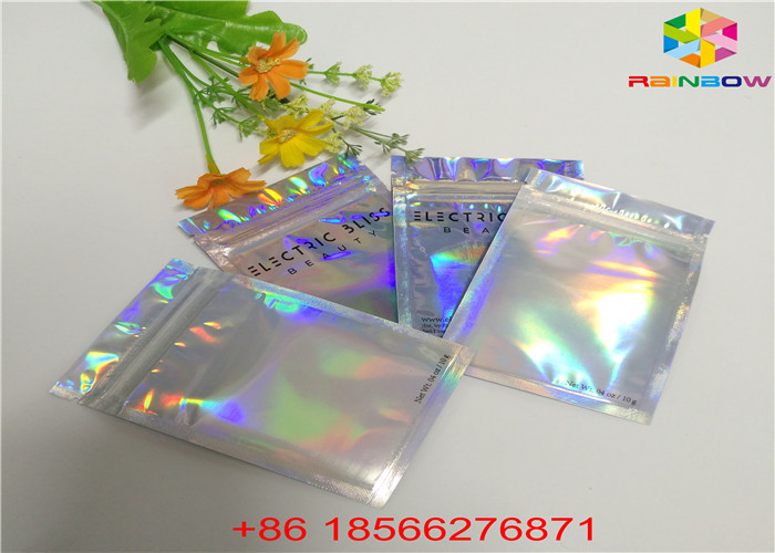 Matte Selesai Hologram Foil Tas Kunci Zip Masker Wajah Kosmetik Sampel Kantung Datar