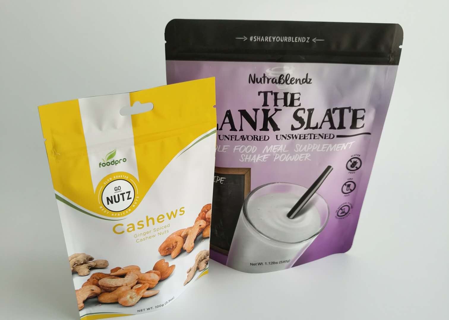 Cocoa Protein Snack Bag Packaging, Stand Up Zipper Pouch Custom Printing Logo