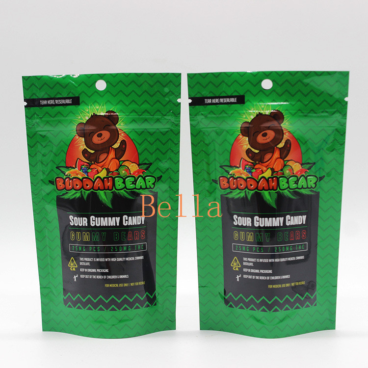 Clear Window Stand Up Zipper Pouch Cetak Kustom Untuk Kemasan Teh Herbal CBD Powerfood