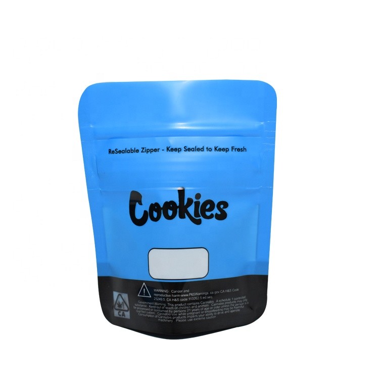 Kustom Herbal Dupa Kemasan 3.5g Cookies Bag Mylar Child Proof Dengan Clear Window