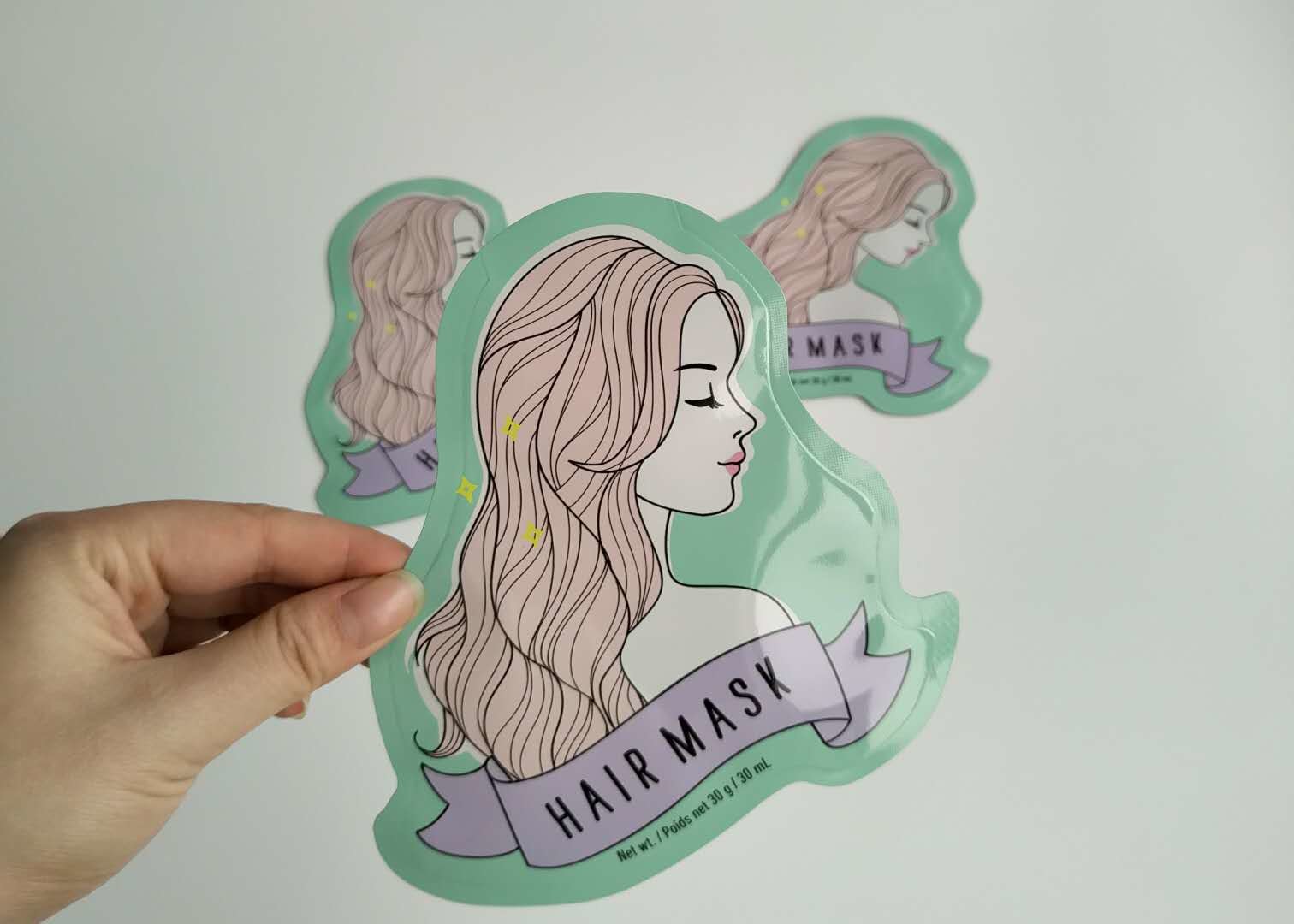 Bentuk Khusus Aluminium Foil Side Gusset Plastik Tas Kosmetik Masker Lembar Wajah Kemasan