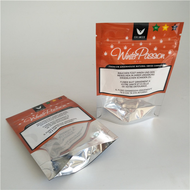 Ditutup kembali Matte Stand Up Reusable Tas Ziplock Kantong Dupa Herbal Ukuran Disesuaikan