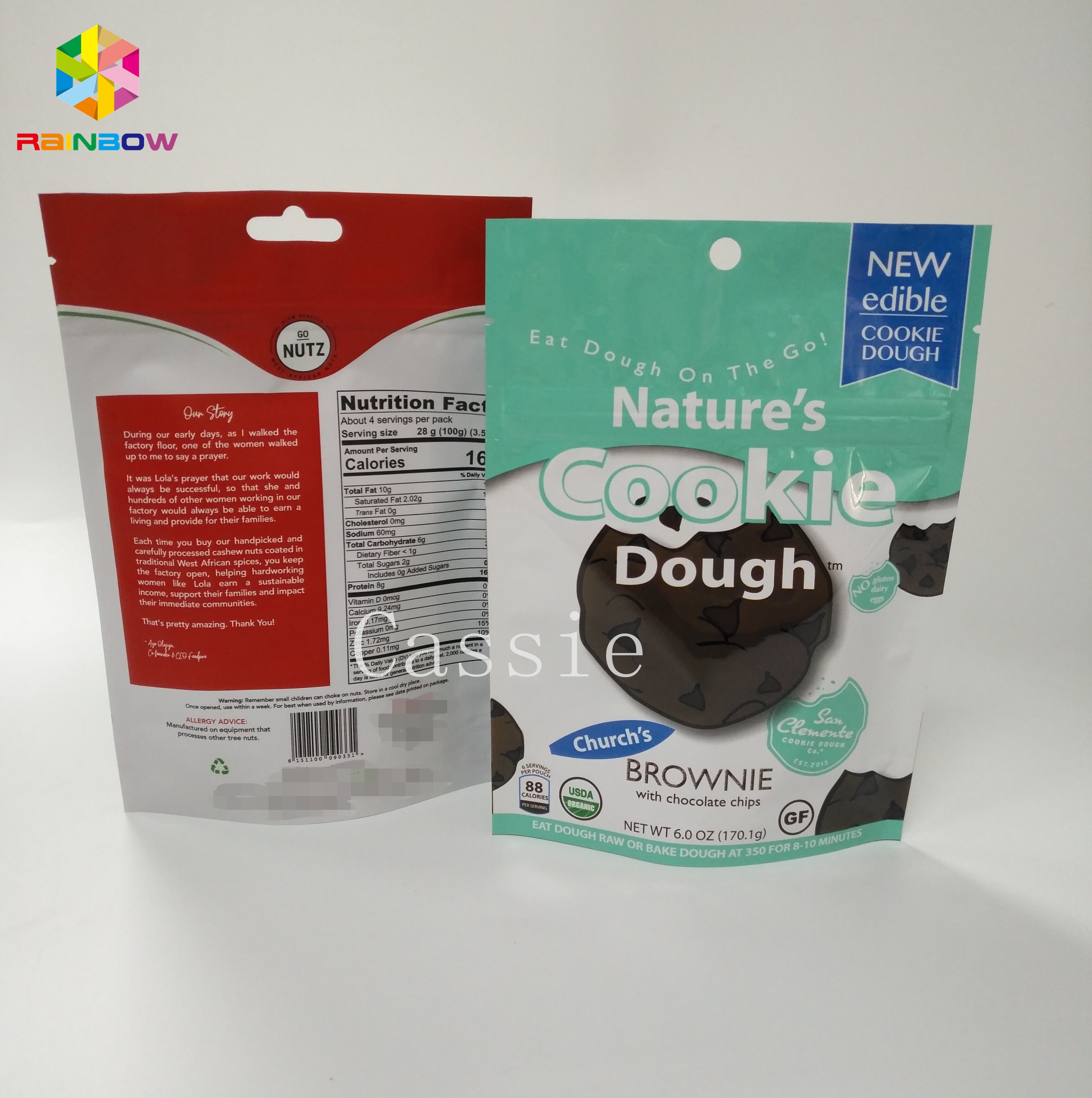 Kustom Dicetak Snack Packaging Bags Bau Bukti Stand Up Pouch Dengan Ziplock