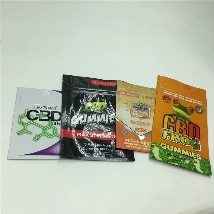 OEM Bau Bukti Kantong Plastik Kemasan Ziplock Aluminium Foil Cbd Gummy Beruang Bud Seeds Pouch