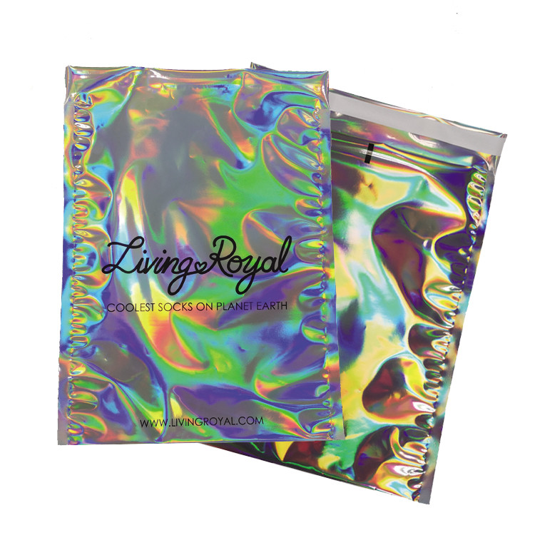 Waterproof Shiny Rainbow Metallic Aluminium Foil Bags Holographic Mailer Jewelry Pac