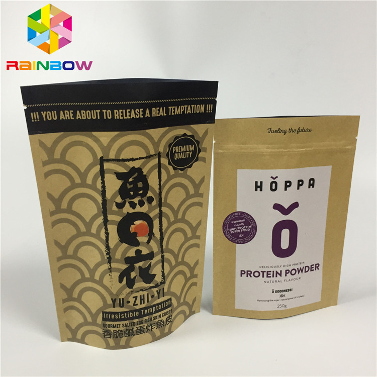 Kertas Kraft Ziplock Stand Up Kantung Aluminium Foil Self Stand Bukti Kelembaban Untuk Nut Snack