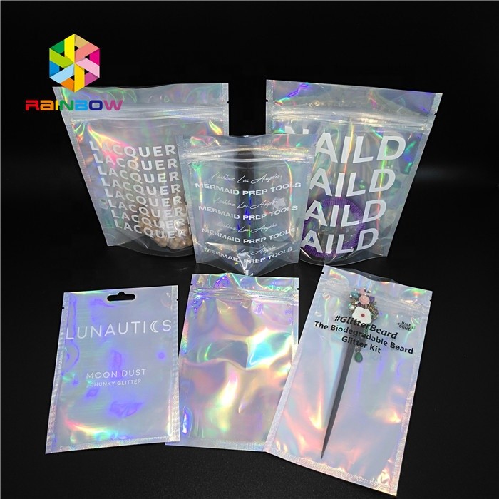 Metallic Label Sticker Holographic Foil Packaging Bags Self Adhesive Untuk Edible Glitter / Shimmer