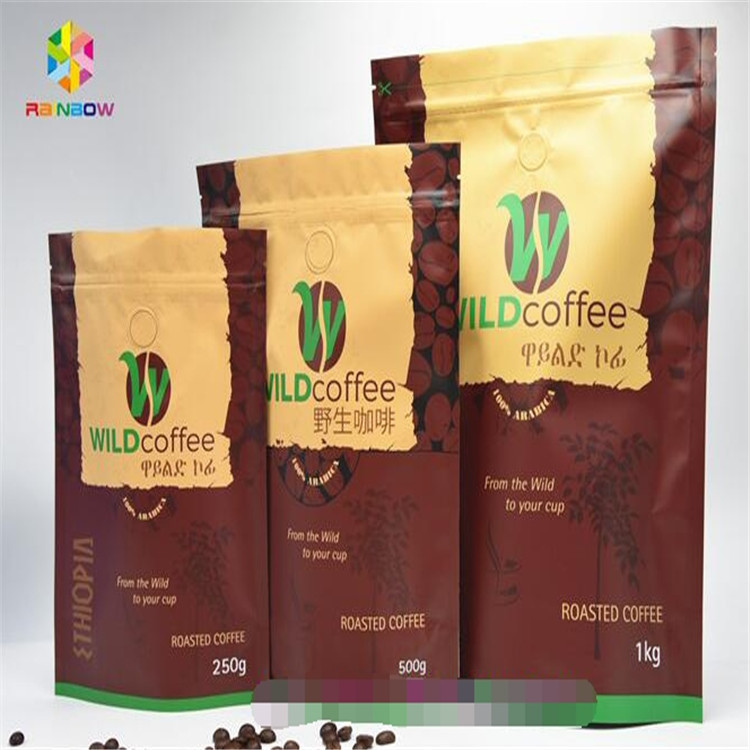 Aluminium Foil Standable Zipper Stand Up Pouch, Dicetak Ziplock Bags Dengan Valve