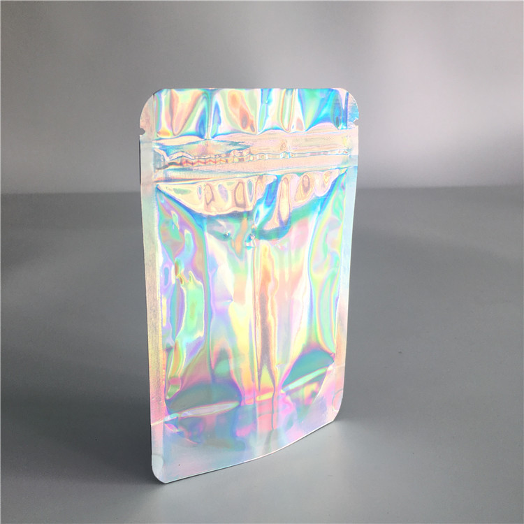 Iridescent Clear Depan Aluminium Foil Bags Ziplock Hologram Untuk Eyelash / Brush