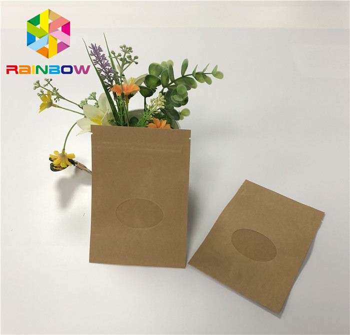 Three Side Sealed Kraft Stand Up Zipper Pouch Bags Untuk Kemasan Buah Kering
