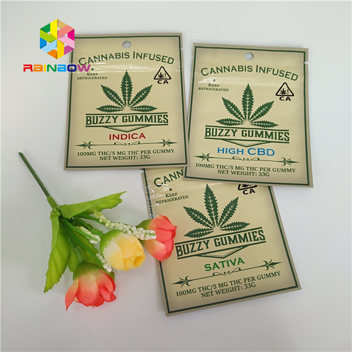 Tahan Anak Berdiri Ritsleting Kantong Tas CBD Herbal Kemasan Gravure Printing rami