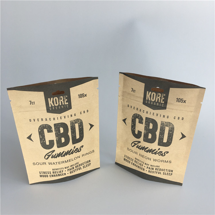 Tas Kemasan Kosmetik yang Dapat Ditutup Kembali Aluminium Foil Kraft Paper Stand Up Pouches