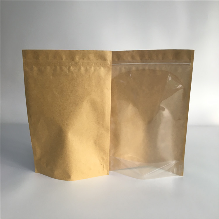 Kraft Stand Up Zip Lock Pouch Paper Bags Disesuaikan Aluminium Foil Zipper Lock