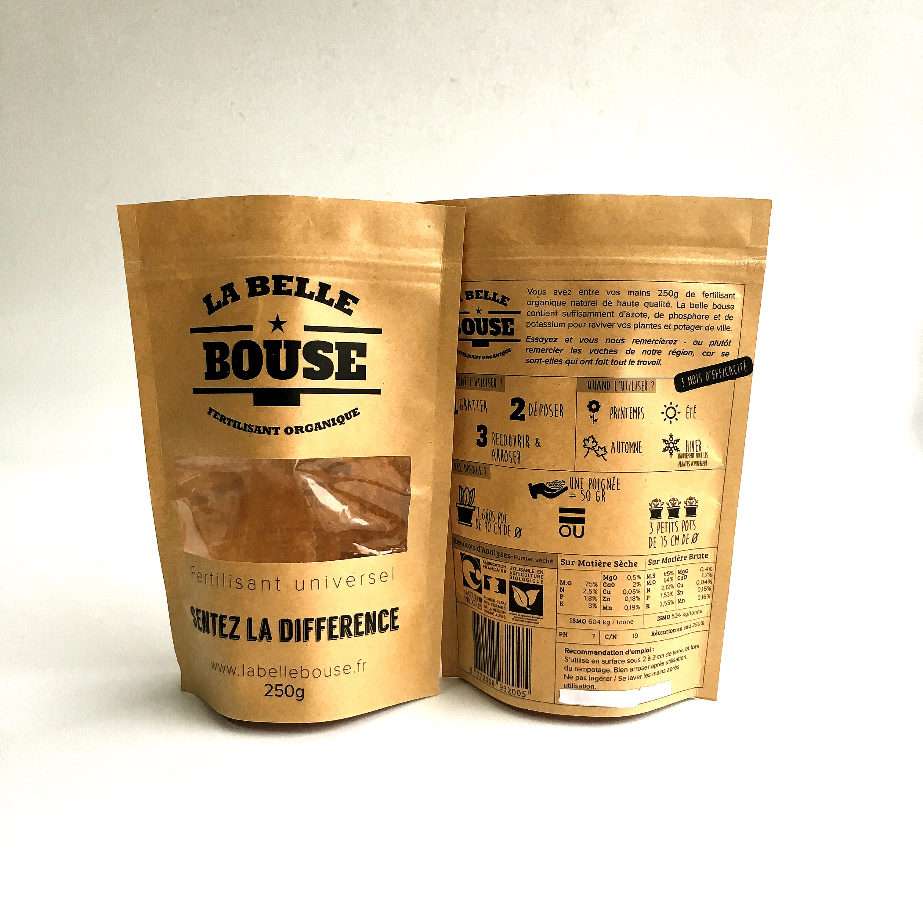 Kantong kertas khusus yang dapat didaur ulang Natural Zip Lock Stand Up Pouch Dengan Jendela