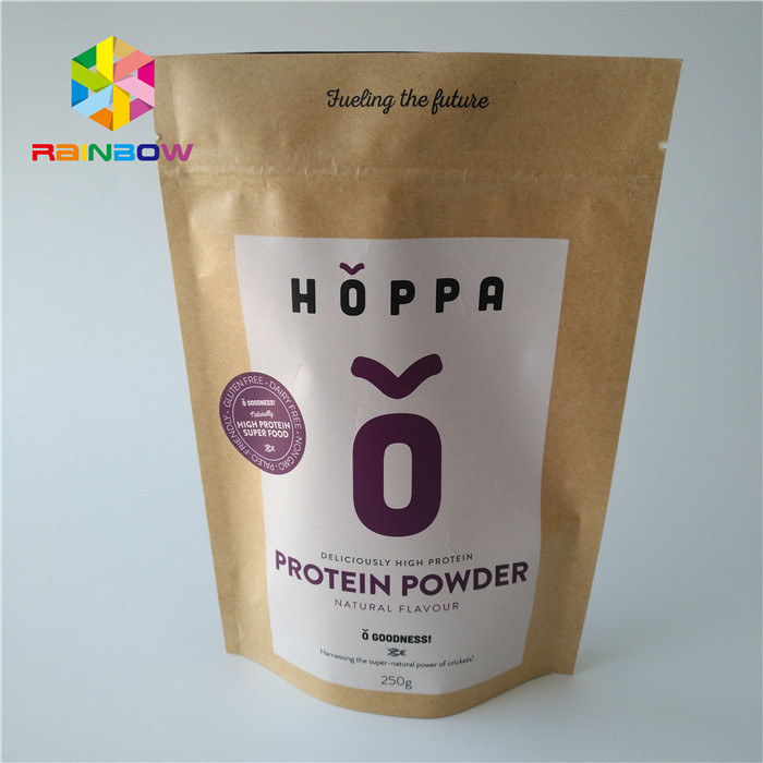 Kemasan kantong Foil ramah lingkungan Food Grade Ziplock Logo dicetak kertas kerajinan Kraft