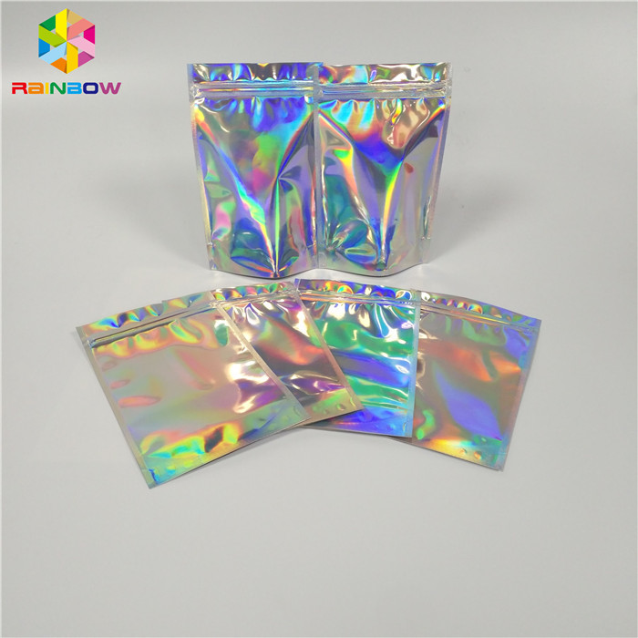 Tas Kemasan Kosmetik yang Dapat Ditutup Kembali Foil Hologram Mylar Ziplock Pouch Dengan Air Mata Mudah