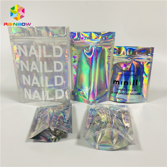 Foil Kemasan Kosmetik Laminasi Tas Laser Kustom Hologram Mylar Zipper Lock