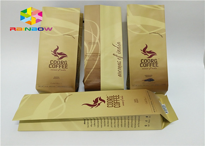 Cetak kustom Drip Coffee Side Gusset Packaging Bag Untuk Roasted Coffee dengan Valve dan Tin Tie Coffee Bean Powder Pouch